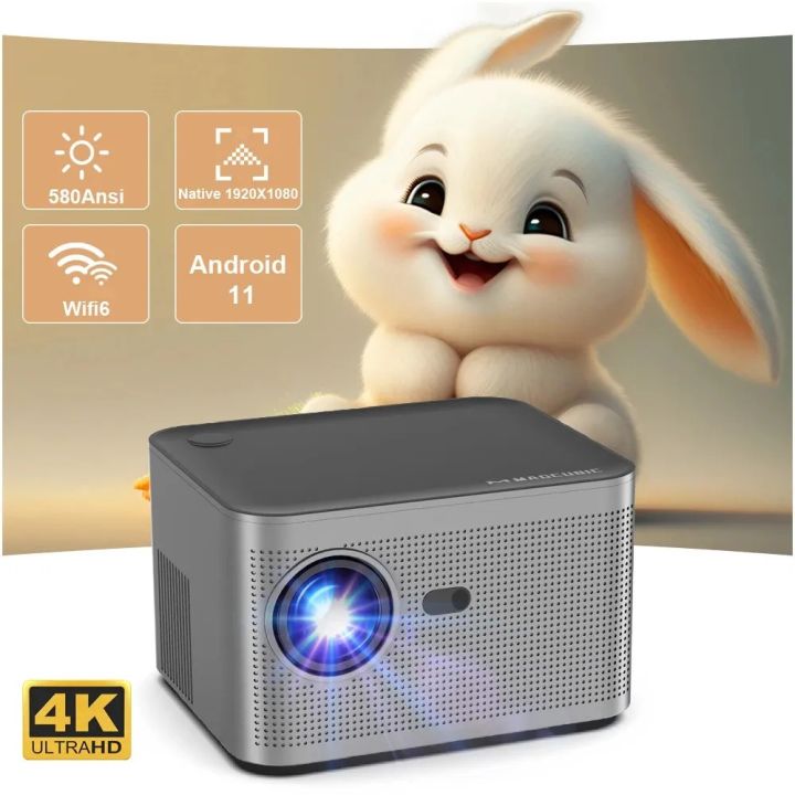 HY350 ANDROID 11.0V (CPU ALLWINNER H713) SMART PROJECTOR 2GB+32GB DUAL SPEAKER 1080P WITH DUAL BAND WIFI6 AND BLUETOOTH 5.0 BRIGHTNESS (LUMENS) 580 ANSI SUPPORT 4K