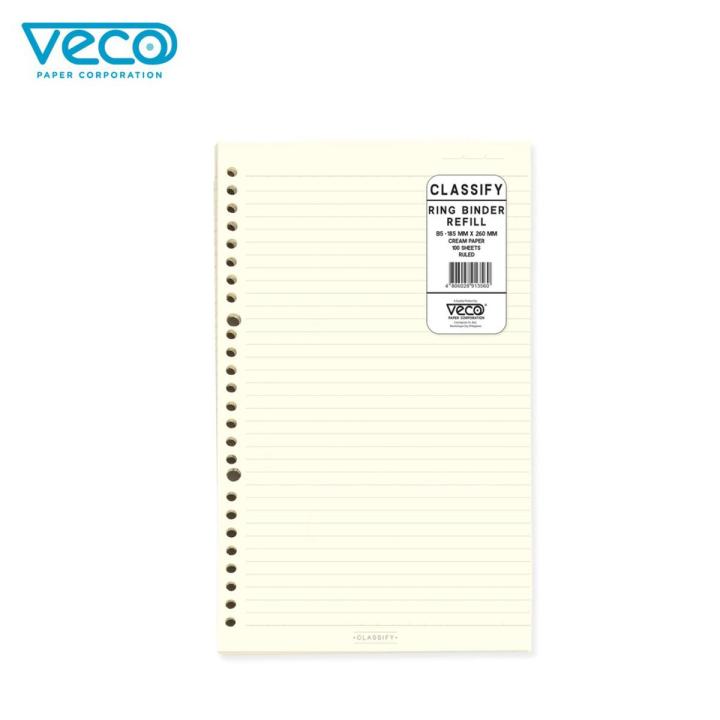 Veco Paper Classify Ring Binder Refill Set (1pc): 26-ring, B5 size