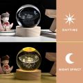 Solar System 3D Crystal Ball Night Light with Stand, Galaxy Glass Sphere Lamp, Laser Etched Crystal Paperweight Decorative Balls Gifts. 