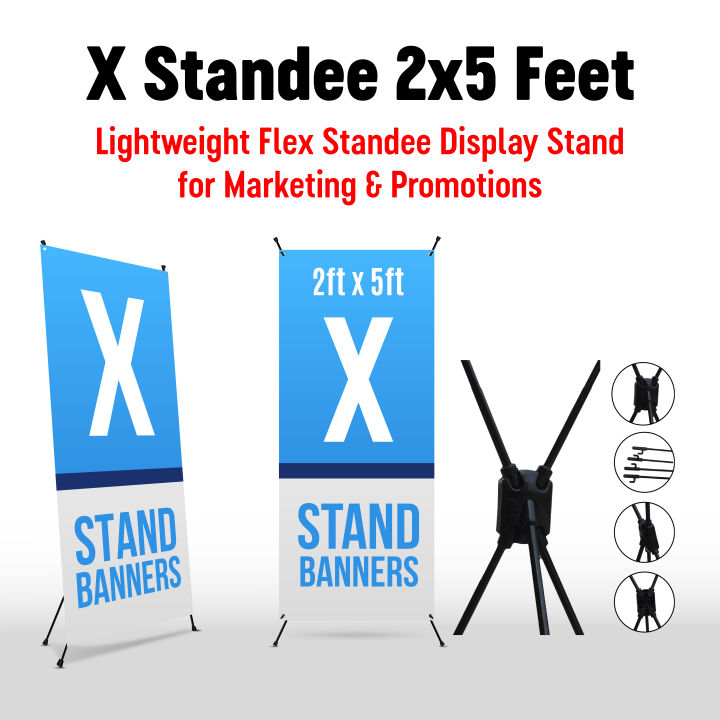 X Stand Banner 2x5 Feet – Portable Flex Display Stand for Marketing Promotions