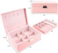 Jewelry organizer Box - Women Display Storage Case Large PU Leather Jewelry Holder with Lock for Earring Ring Necklace Bracelet. 