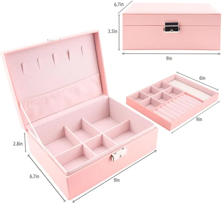 Jewelry%20organizer%20Box%20-%20Women%20Display%20Storage%20Case%20Large%20PU%20Leather%20Jewelry%20Holder%20with%20Lock%20for%20Earring%20Ring%20Necklace%20Bracelet%20-%20Image%206