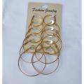 6 Pairs Gold Plated Rock Punk Club Circle Hoop Earrings Set. 
