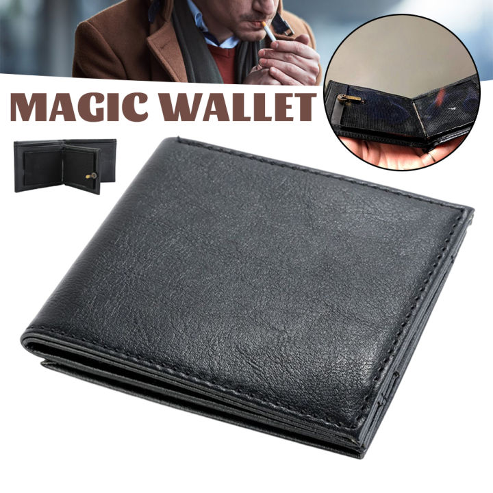 Fire Wallet Magic with FREE Fluid Bottle | High Quality Professional Grade | PU Leather Flame Magic Trick Wallet For Men For Women | By Dotbox