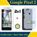 Pack of 2 - Google Pixel 2 Tempered Glass Screen Protector Flexible 9H Gorilla Guard Unbreakable Hammer Sheet + Back Matte Protector Soft Film Protection Skin Sheet Carbon Fiber With Sides Cover For pixel 2 - Transparent. 