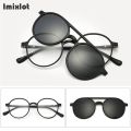 6pcs/set Vintage Round Polarized Clip On Sunglasses Men Women Magnetic Clips Eyewear Eyeglass Optical Frame Night Vision Glasses. 