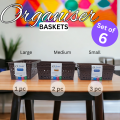 Organiser Basket 6pc Combo Plastic Storage Baskets Multi-Purpose. 
