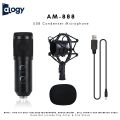 ALOGY AM-888 With Echo And Volume Adjust Condenser Microphone with Shock Mount Ball Foam & USB Interface Cable for Studio Recording & Broadcasting Live steaming Gaming - Black AM888 / AM 888. 