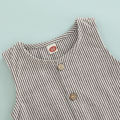 Baby Boy's Girl's Jumpsuit, Round Neck Sleeveless Button Down One Piece Romper for 0-3 Year-Old Toddler. 