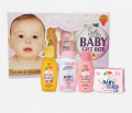 “Soft Touch Baby Gift Box – 4 in 1 Set (Shampoo, Lotion, Powder & Soap | 120ml Each)”. 
