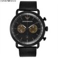 Emporio Armani Black Mesh Strap Black Dial Men's Watch-AR11142. 