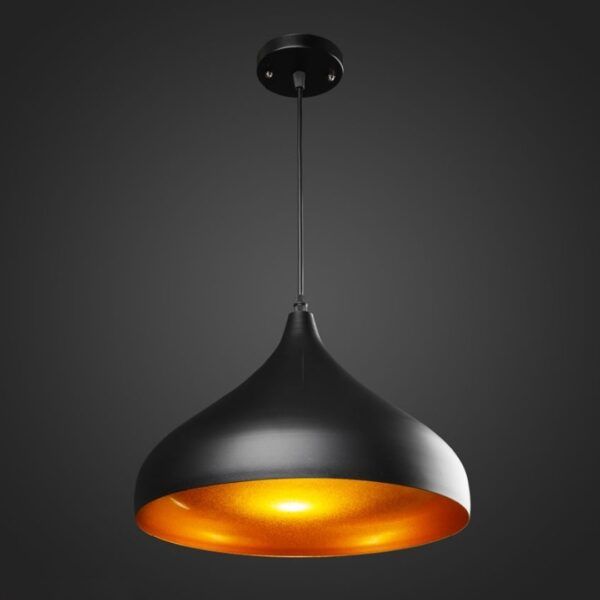 CraftThink Nordic Modern Ceiling Light Fixture, Macaron Pendant Light Teardrop Drop Simple Light Hanging Lighting Fixtures Chandelier for Restaurant bar Coffee Dining Room (Color-Black)-12 inch Width Bulb Not Included