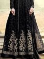 Ladies Chiffon CrinKle Embroidered Dress ZR-27 Black Unstitched. 