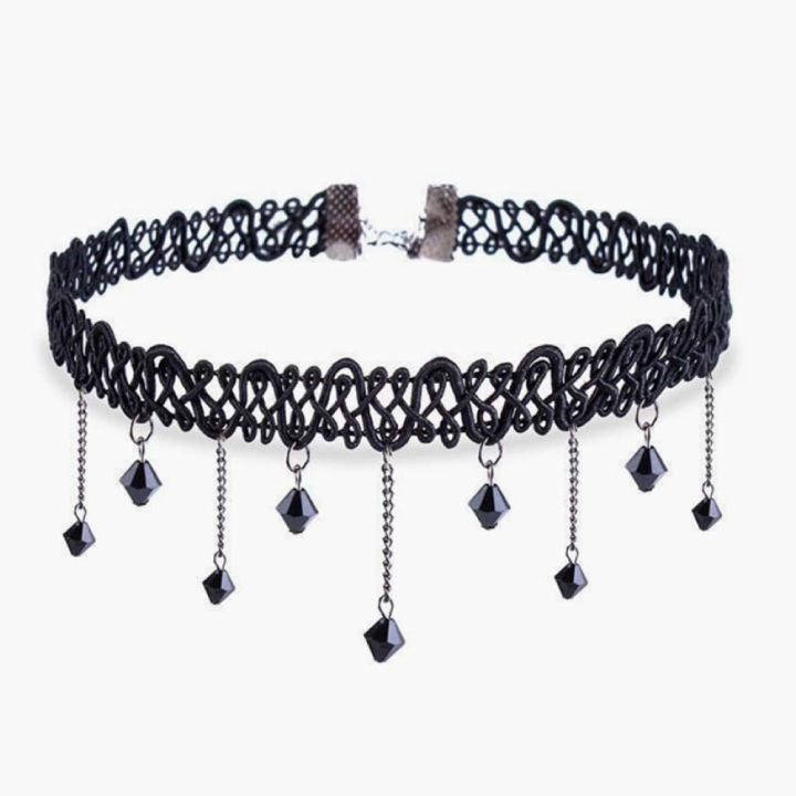 Black%20New%20Gothic%20Lace%20Victorian%20Vintage%20Chain%20Collar%20Choker%20with%20Tassel%20Beads%20Bib%20Necklace%20Pendant%20For%20Girls%20-%20Image%205