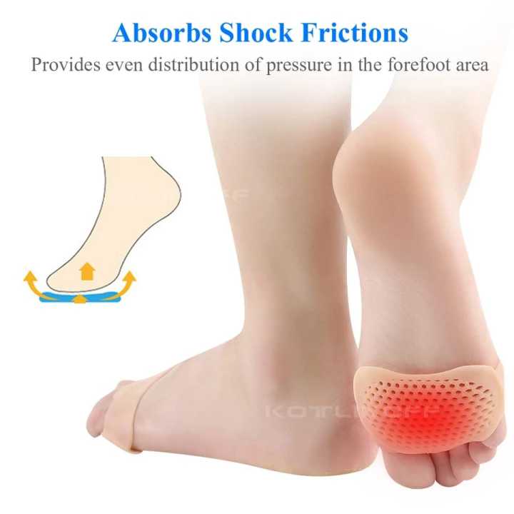 Silicone Padded Forefoot Insoles High Heel Shoes Pad Comfortable Practical Durable Forefoot Cushion Metatarsal Pads Pain Relief Silicone Gel Bunion Protector 1Pair