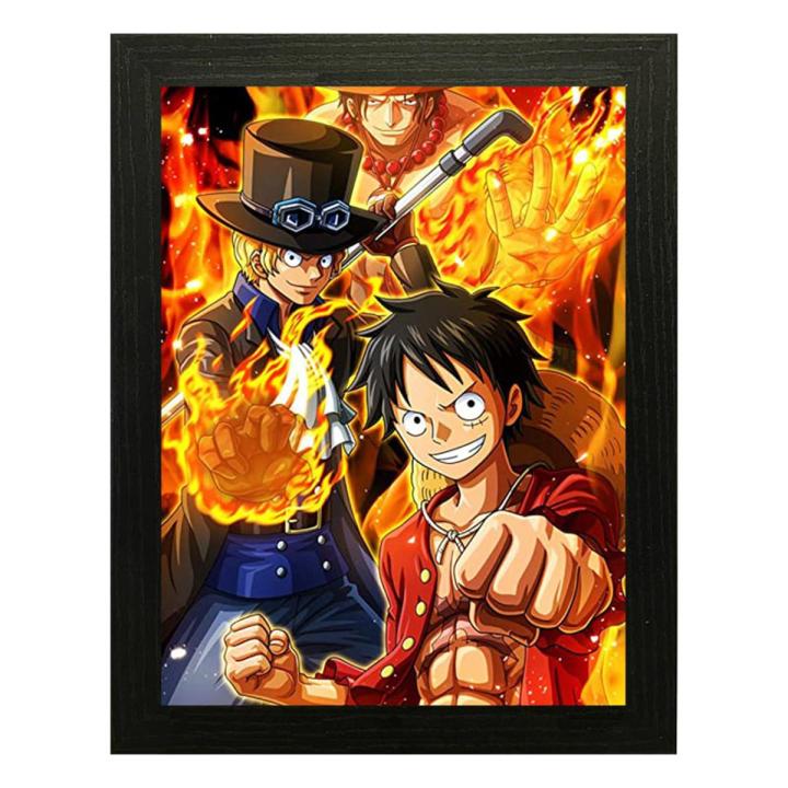 One Piece Anime Poster Frame, Framed Anime Luffy, Ace & Sabo Posters - Raqeeq OFD174