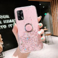 Casinglee for OPPO F19 case Shiny Ring Glitter Soft Transparent Holder Stand Back cover with String for OPPO F19 Phone cases cover Stars Moon Girls. 
