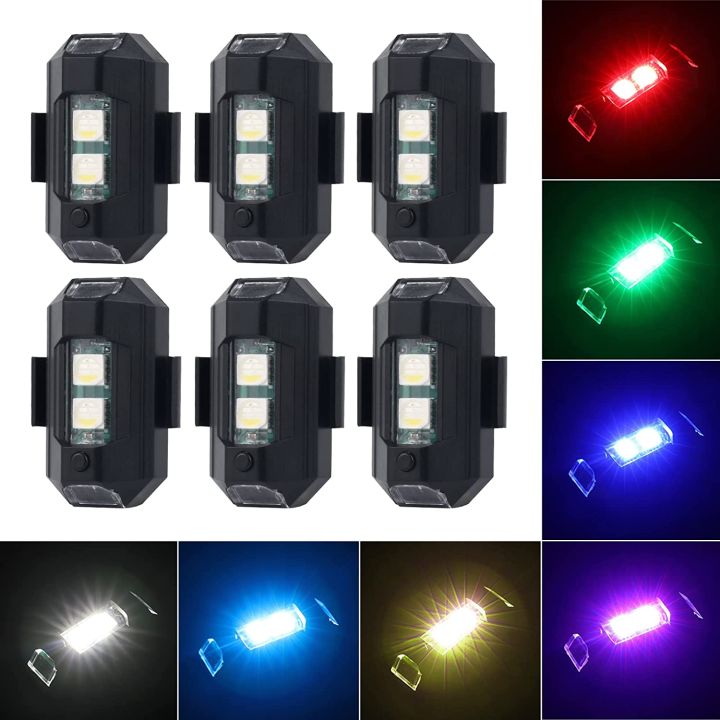 2 PCS LED Aircraft Strobe Light with 7 Color and 31 Lighting Modes USB Charging Drone Night Signal Warning Light Anti-Collision LED Night Flashing Light for Drone/Bike/Dirt Bike/Car/ Motorcycle