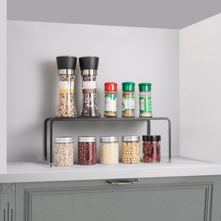 Kitchen Storage Iron Inside Cabinet Rack In Black, Multi-purpose Space Saving Home and Kitchen Accessories Organizers Shelf