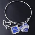 【Hengli jewelry story】DOUBLE NOSE Clear And Blue Crystal Finer 1920 Zeta Phi Beta Dove Sorority Bangles Bracelet. 