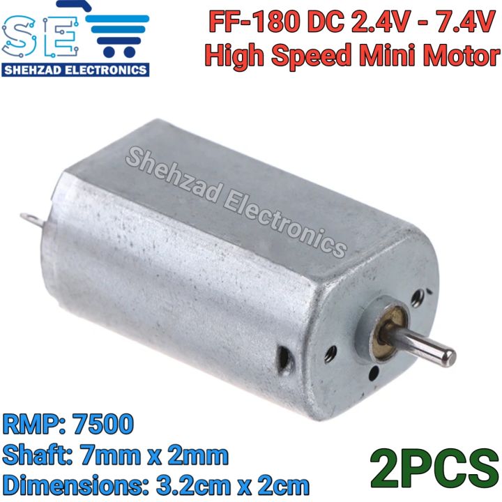 2PCS FF-180-Motor DC 2.4V-7.4V High Speed Mini 20mm Metal Brush Motor For Electric Shaver Toy Car Boat Fan