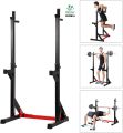 Multi-Function Adjustable Squat Rack Barbell Rack Dip Stand Barbell Stand Weight Lifting Rack Gym Family Fitness Adjustable Squat Rack Weight Lifting Bench Press Dipping Station, Height Range 40.6" to 64.2". 