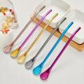 Reusable Stainless Steel Drinking Straw Filter Stir Spoon Tea Coffee TablewareSEVICH. 