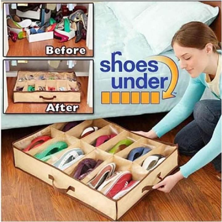 Shoes Storage Organiser Space Saving Under Bed Shoe Hanger Clothing Wardrobe Storage New 12 Pairs/Grid