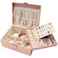 Leather Jewellery Organizer with Locker  2 Layers Cosmetics Ear Rings & Necklace_Hanging Holder  Jewelry Box Vanity Hanger Stand Fold able Makeup. 