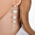 Trendy Elegant Created Big Simulated Pearl Long Earrings Pearls String Statement Drop Earrings For Women Wedding Party Gift. 