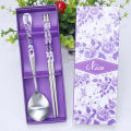 Chinese Style Elegant Non-slip Design Stainless Steel Chopsticks Spoon Gift Set. 