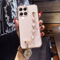 For Honor X8b / Honor X8A / Honor X8 4G / Honor X8 5G Back Cover with Lucky Clover Bracelet Luxury 6D Plating Frame Shiny Girls Women Phone Case Soft Silicone Square Protective Cases Pouch Girls. 