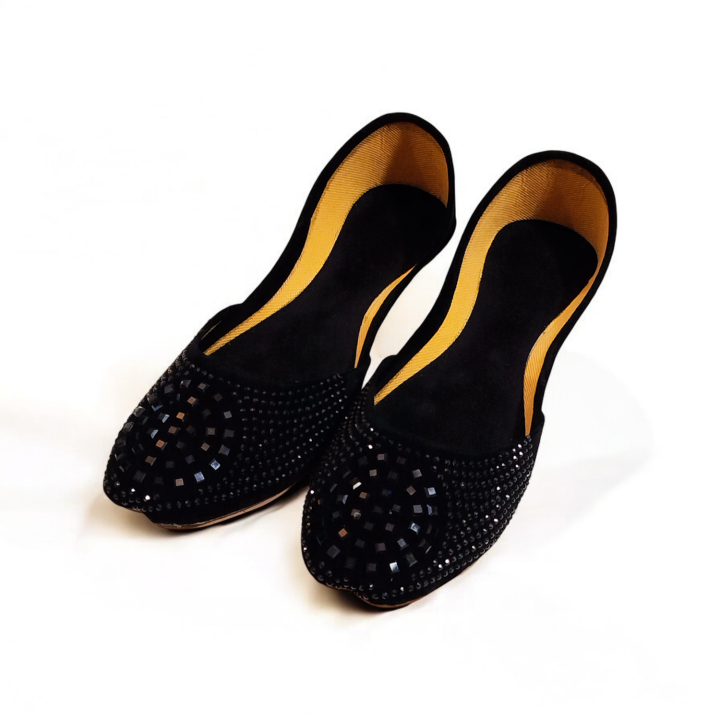 Black khussa for girls || Female black velvet khussa with black stones embroidery || Women fashion shoes footwear