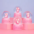 Creative cartoon strawberry bear glow crystal ball snow glass ball resin night light snow ornament lighting gifts. 
