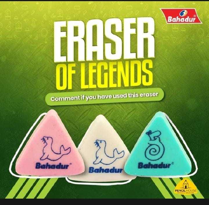 Bahadur B 72 Triangle Erasers Set | Available in 24, 48, 60, 72 Pieces | High-Quality, Non-Toxic, Smudge-Free Eraser for School, Office & Art Use (Bhadur, Bahadar)