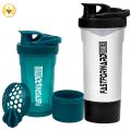 Fast Forward Shaker Bottle - 24 Ounce Protein Shaker Plastic Bottle for Pre & Post workout with Twist and Lock Protein Box Storage Pack of 2. 