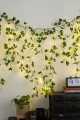 1Pc Artificial Plant Leaves Bail With Fairy Lights Battery Operate 7Ft Artificial Leaves Bail With 1Ft Fairy Light String Length  Leaves Garland With LED Lights For Room Decor  Wall Hanging Decor Home Decoration. 