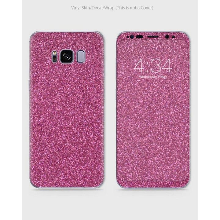 Samsung S8 Plus Phone Skin Front Back And Sides Petal Pink Glitter Texture Skin