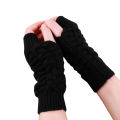 Black Fingerless Gloves For Girls Warmth Long Stretchy Mittens. 