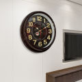 Hitco Dark Brown Glossy Round Wall - Night Vision Simplist Stylish Clock Wall - Wall Clocks For Office And Home Bedroom / Living / Drawing / Kitchen - Shiney Watch For Wall. 