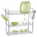 New G Shape 3 Tire Dish Rack Plate Dish Spoon Fork Bowl Cup Drain Rack Pot Rack. 