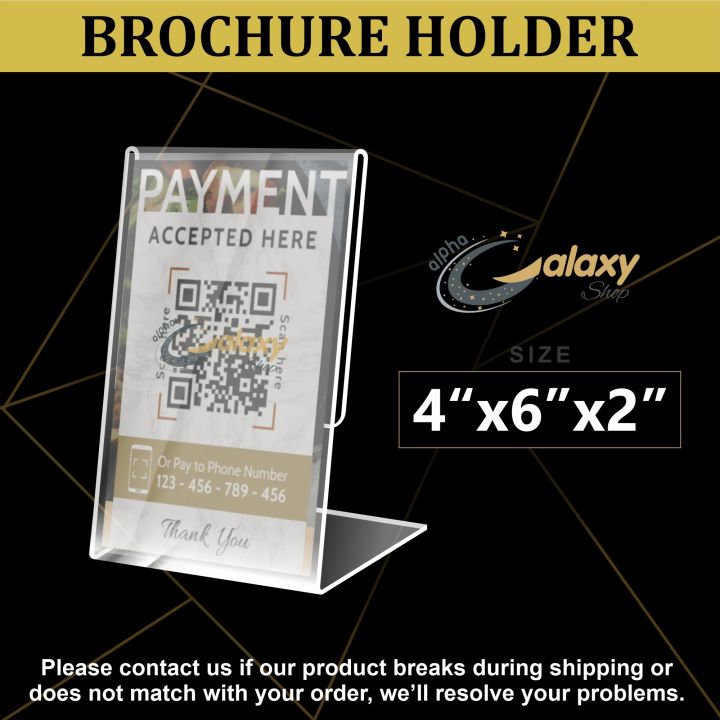 Brochure Holder - Brochure Stand - Menu Display Stand - Menu Stand - Picture Frame - Flyer Holder - sign Didplay Stand - Acrylic Brochrue Holder - Desk Brochure Stand - QR Code Display Stand - Restaurant Menu Display - Alpha Galaxy Shop