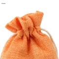 10pcs Linen Drawstring Bags Wedding Party Gift Bag Pouches Orange,10x14cm. 