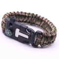 4 in 1 Emergency Survival Bracelet For Men Outdoor Rescue Parachute Cord Wristband Whistle Compass Paracord NO Flintstones. 