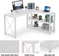 Eye Catching L-Shaped Reversible Industrial Desk with Storage Shelves Corner Computer Desk PC Laptop Study Table Workstation for Home Office And for Small Space. 