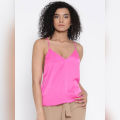 Hot Pink Silk Sheen Top For Women. 