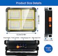 TDplus LED Construction Spotlight, Battery, 100 W, LED Battery, 336 LEDs, Solar Panel, 4 Light Modes, External Battery with 12000 mAh, Magnetic Function, LED Spotlight Battery, Ideal for Camping, Work, Fishing, Colour Black [Energy Class A++]. 