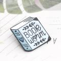 Fashion Women English Letter Book Worm Badge Brooch Pin Clothes Jewelry Decor. 