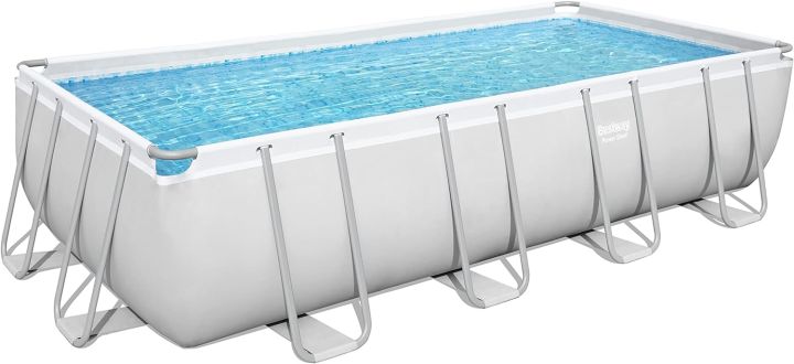 Bestway Power Steel Rectangular Off-Earth Pool, 4.88M x 2.44M x 1.22M, Full Size Pool, Water & Summer Fun, Depth Family Swimming Funplay, With Filtering Pump, Ladder & Doser, Above Ground Pool Set, , Steel Rectangle Shape Swimming Pool : 56670