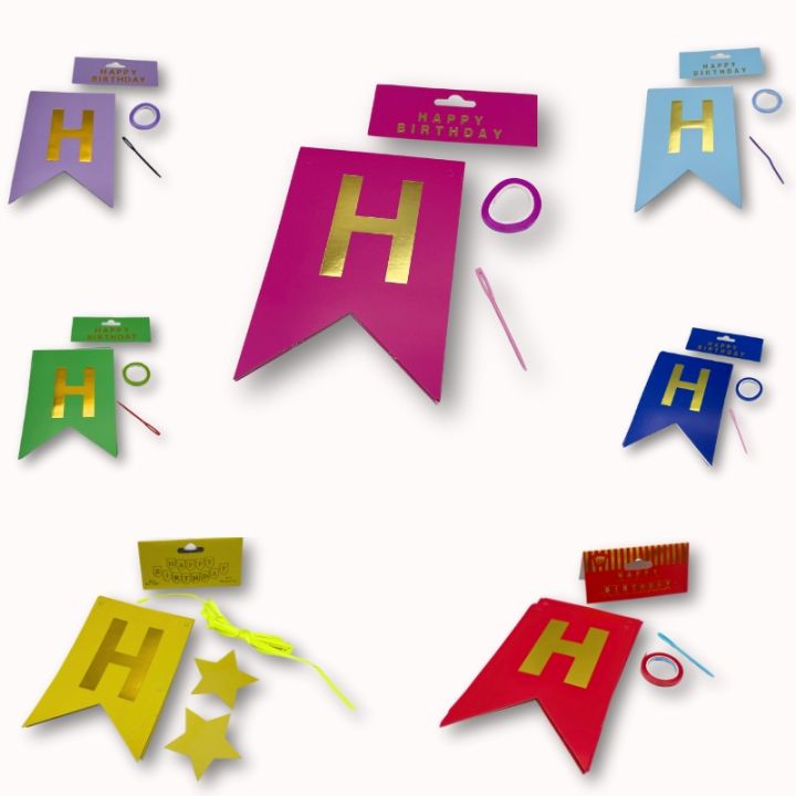 CELEBRATE IN STYLE 13-CARD HAPPY BIRTHDAY BANNER WITH RIBBON